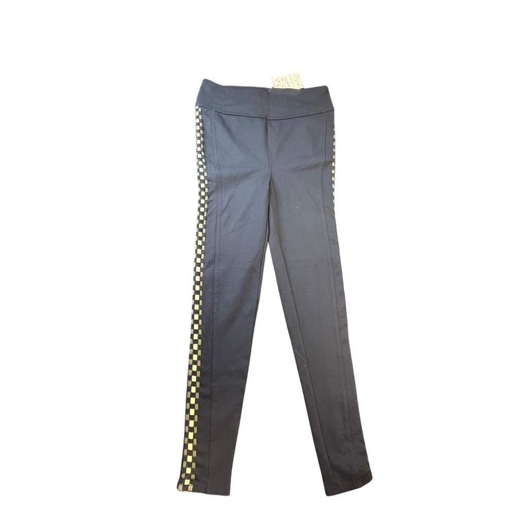 Freeโ People FP Movement Black Leggings Checkerboard Side Stripe Small NWT K2